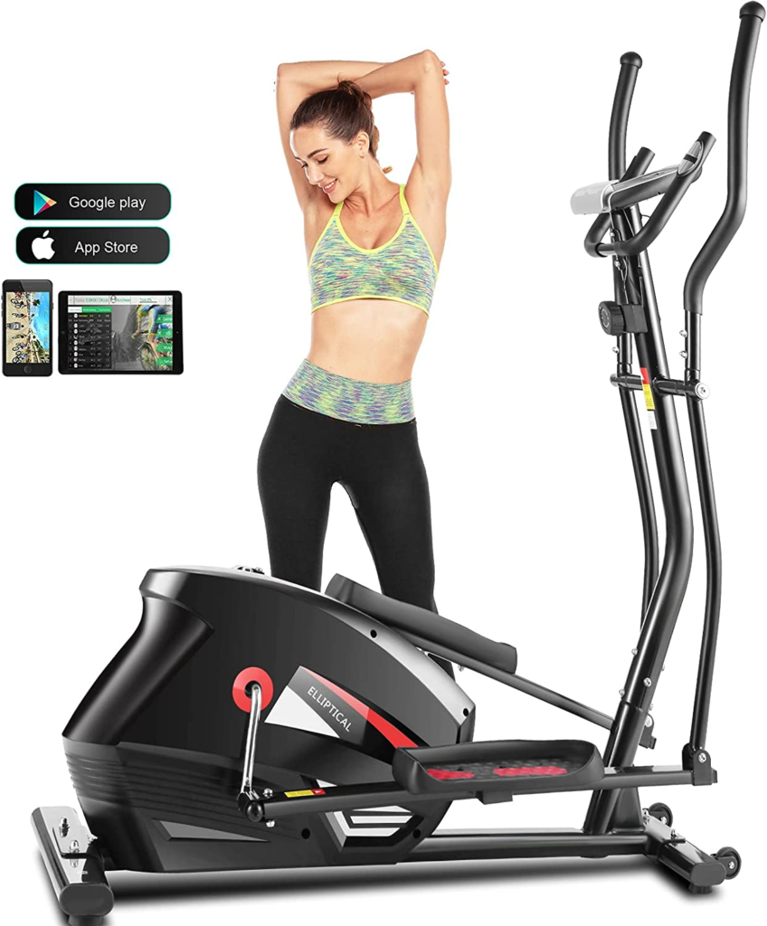 Person standing next to a FUNMILY Elliptical Exercise Machine