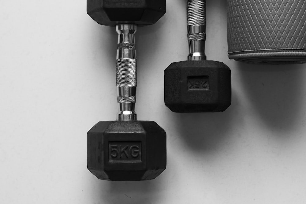 black weights on the ground